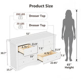 Homall 6 Drawer Double Dresser Equipped with an Anti-Toppling Device, Modern Wood Chest of Drawer for Living Room Bedroom