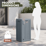 Homall 32 Gallon Outdoor Trash Can, Plastic Garbage Bin with Front Door & Lid, Heavy Duty Waterproof Waste Container for Outdoor