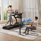 Homall 48" x 24" Wood Top Electric Standing Desk with Drawer, Height Adjustable Desk with Phone Stand & Charging Ports, Sit Stand up for Home Office,Beige