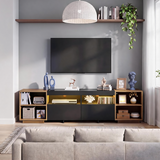 Homall 70'' TV Stand for TVs up to 75'', Entertainment Center with RGB LED Lights & Power Outlets, TV Stand with 2 Drawers, Adjustable Shelves, Modern Media Console for Living Room