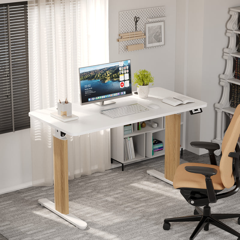 Homall Erogonomic Height adjustable Desk with Lift Range 28.7''--46.4'', Electric Office Home Computer Standing Table with Memory storage, White