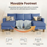 Homall 72" L-Shaped Modular Sectional Sofa 3 Seat Cloud Sofa Couch with Moveable Ottoman for Living Room