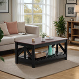 Homall 39" 2-Tier Farmhouse Coffee Table Wood Center Table with Storage Shelf for Living Room