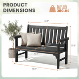 Homall Outdoor Bench, HDPE Outdoor Bench, 2-Person Patio Garden Bench, Weather-Resistant Park Bench for Outdoor, Black
