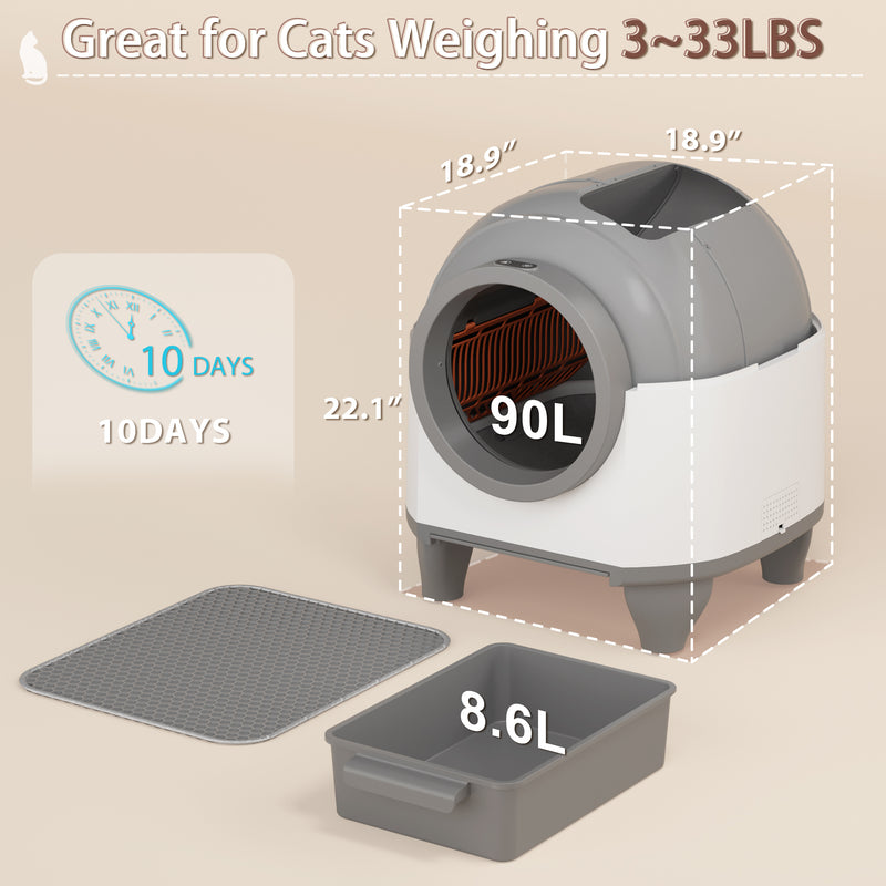 Homall Self Cleaning cat Litter Box with App Control Support WiFi and Safety Protection,Automatic Cat Litter Box for Multiple Cats with A Complimentary Garbage Bag