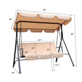 Lacoo 2-Person Outdoor Porch Swing Chair 3-Seat Patio Hanging Swing Glider with Converting Canopy, Weather Resistant Powder Coated Steel Frame and Removable Cushions for Garden, Backyard