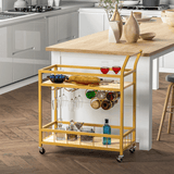 Homall Bar Cart Home Industrial Mobile Bar Cart with Wine Rack, Glass Holder and Wood Storage Shelves for Living Room, Kitchen, Party