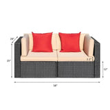 Homall 2 Pieces Patio Loveseat Outdoor Sectional Sofa Patio Conversation Set for Small Area, Beige