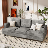 Homall 84''W Modern Sofa 3 Seat Adult Corduroy Couch with Wide Armrest Fabric Couch with USB Charging Ports for Living Room