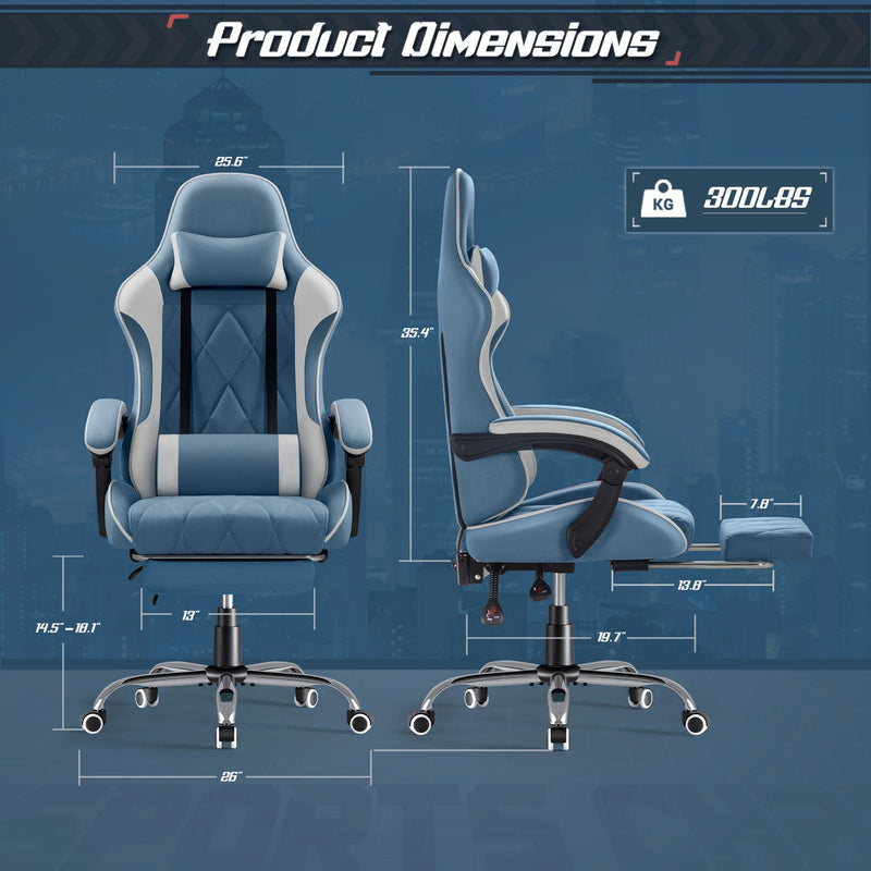 Homall Gaming Chair Fabric Computer Chair Massage Game Chair Cloth Office Chair with Headrest, Lumbar Support & Footrest