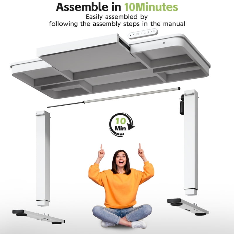 Homall 48x24"Electric Height Adjustable Standing Desk with Drawer and Charging Ports, Ergonomic Office&Home Computer Deskcc