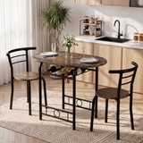 Homall 3 Piece Wood and Metal Dining set, Small dining table for 2 ,for Living Room, Dining Room, Kitchen