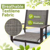 Homall Patio Dining Set 7 Pieces Outdoor Furniture with Large Table and 6 Textilene Chairs for Porch, Poolside, Yard and Garden, Light Grey