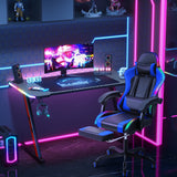 Homall RGB Gaming Desk and Chair Set, Carbon Fiber Desktop Z-Shape Table Massage Ergonomics Racing Chair E-Sports LED Lights Chair RGB Gaming Set
