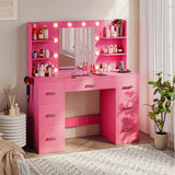Homall Vanity Desk with Mirror, 3 Modes LED Lights and USB Power Outlet, Makeup Vanity Table with 6 Storage Shelves and 7 Drawers for Dressing Room Bedroom