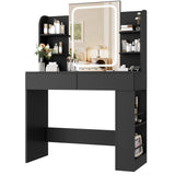 Homall Vanity Desk with 3 Colors LED Lighted Mirror, Makeup Vanity with Storage Shelves and Drawers, Vanity Table Dressing Table for Bedroom