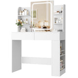 Homall Vanity Desk with 3 Colors LED Lighted Mirror, Makeup Vanity with Storage Shelves and Drawers, Vanity Table Dressing Table for Bedroom