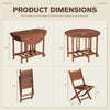 Homall 5-Piece Foldable Solid Wood Dining Table and Chair Set, Round Solid Wood Dining Cart and Chairs with Umbrella Hole