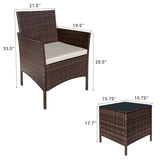 Homall 3 Pieces Patio Furniture Set Outdoor PE Rattan Wicker Patio Conversation Set Bistro Set with Tempered Glass and Cushioned Chairs