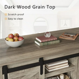 Homall Farmhouse Coffee Table Rustic Wooden Center Rectangular Table with Sliding Barn Doors, Adjustable Cabinet Shelves for Bedroom, Home Office, Living Room
