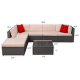 Homall 7 Pieces Patio Conversation Set Indoor Outdoor PE Rattan Wicker Furniture Sectional Sets with Cushions and Table, Beige