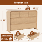 Homall 6 Drawer Dresser for Bedroom, Modern Dresser Chest of Drawers with Rounded Corners & Handleless Design, Wide Wood Storage Dresser Organizer for Bedroom, Living Room