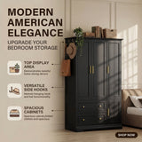 Homall 71" 3-Door Armoire Wardrobe Closet , Modern Storage Armoire with Drawers, Shelves & Hooks for Bedroom