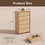 Homall 5 Drawer Tall Dresser for Bedroom, Narrow Dresser Chest of Drawers with Rounded Corners & Handleless Design, Modern Wood Storage Dresser Organizer for Small Space, Living Room