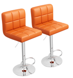 Homall Bar Stools Set of 2 Modern PU Leather Hydraulic Kitchen Counter Square Island Height Adjustable Swivel Barstool with Back