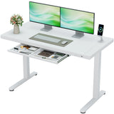 Homall 48" x 24" Wood Top Electric Standing Desk with Drawer, Height Adjustable Desk with Phone Stand & Charging Ports, Sit Stand up for Home Office,Beige