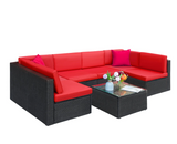 LACOO 7 Pieces Patio Conversation Set Outdoor Sectional Sofa Set PE Rattan