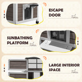 Homall Outdoor Wooden Cat House with Air Vents, Indoor Feral Cat Shelter with Escape Door and Balcony