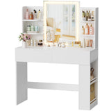 Homall Vanity Desk with Mirror, 3 Modes LED Lights and USB Power Outlet, Makeup Vanity Table with 6 Storage Shelves and 7 Drawers for Dressing Room Bedroom
