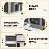 Homall Outdoor Wooden Cat House with Air Vents, Indoor Feral Cat Shelter with Escape Door and Balcony