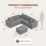 Homall Modular Corduroy Sofa, Sectional Couch with Convertible Modules, Modern Minimalist Sofa Set for Living Room, Freely Combinable Sofa Furniture