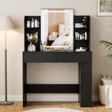 Homall Vanity Desk with 3 Colors LED Lighted Mirror, Makeup Vanity with Storage Shelves and Drawers, Vanity Table Dressing Table for Bedroom