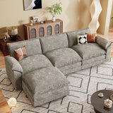Homall 3-seat Cloud Couch L-shaped Sectional Sofa with reversible toffee chair Movable Footrest Sofa