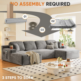 Homall 141" Cloud No Assembly Required Boneless Sectional Couch Modern Modular Sofa with U-Shapet Couches for Living Room Bedroom with Deep Seat