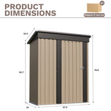 Homall 3' x 5' Mental Outdoor Storage Shed, with Groove Roof and Lockable Door, for Garden and Patio, Brown