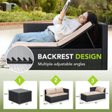 Homall 4 Piece Pe Rattan Wicker Outdoor Patio Bar Set, Black/Beige