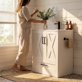 Homall 24'' Bathroom Vanity with Sink, Freestanding Bathroom Cabinet with 2 Door & 1 Drawer, Farmhouse Bathroom Vanity with Basin