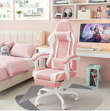 Lacoo PU Leather Gaming Chair Carbon Fiber Massage Ergonomic Gamer Chair Height Adjustable Computer Chair with Footrest & Lumbar Support,Black