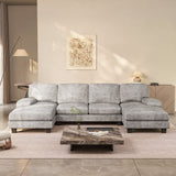 Homall U Shaped Sectional Sofa with Soft Corduroy Sofa Couch with Double Chaise for Apartments,Living Room