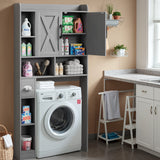 Homall Over The Toilet Storage Cabinet with Barn Doors, Farmhouse Style Space Saver for Over Toilet Storage with Toilet Paper Holder, for Bathroom, Restroom, Gray