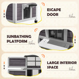 Homall Outdoor Wooden Cat House with Air Vents, Indoor Feral Cat Shelter with Escape Door and Balcony