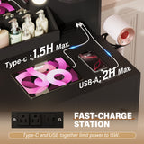 Homall Vanity Desk with Lights & Mirror, Makeup Vanity Table with Power Outlet & Storage for Bedroom Dressing Room, White