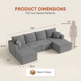 Homall Modular Corduroy Sofa, Sectional Couch with Convertible Modules, Modern Minimalist Sofa Set for Living Room, Freely Combinable Sofa Furniture