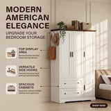 Homall 71" 3-Door Armoire Wardrobe Closet , Modern Storage Armoire with Drawers, Shelves & Hooks for Bedroom