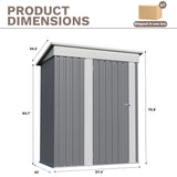 Homall 3' x 5' Mental Outdoor Storage Shed, with Groove Roof and Lockable Door, for Garden and Patio, Gray