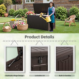 Homall 260 Gallon Outdoor Resin Deck Box ,Lockable, with Side Handles & Hydraulic Rod, Ideal for Patio, Garden, Poolside